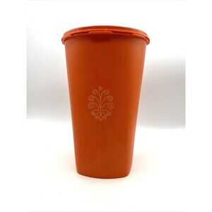 Vintage Tall Tupperware Servalier Canister Harvest Orange 1222 with Lid